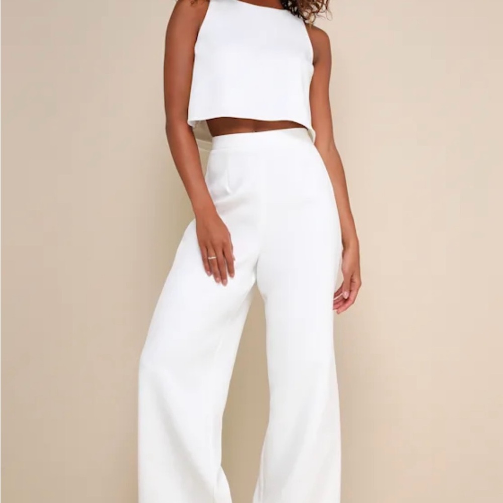 Lulu's White Wide Leg Jumpsuit